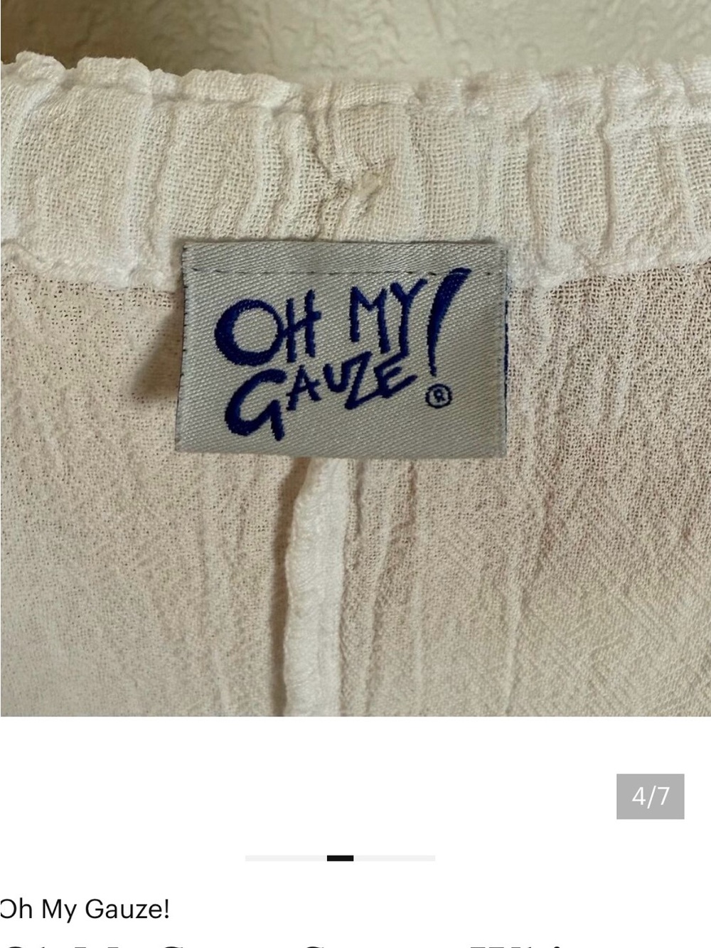 Oh My Gauze Sammy White Cotton Wide Leg Crop Pants Women's Size 1 / Small